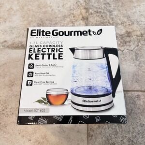 Elite Gourmet 1.7 L Capacity Glass Cordless Electric Kettle Auto Shut Off